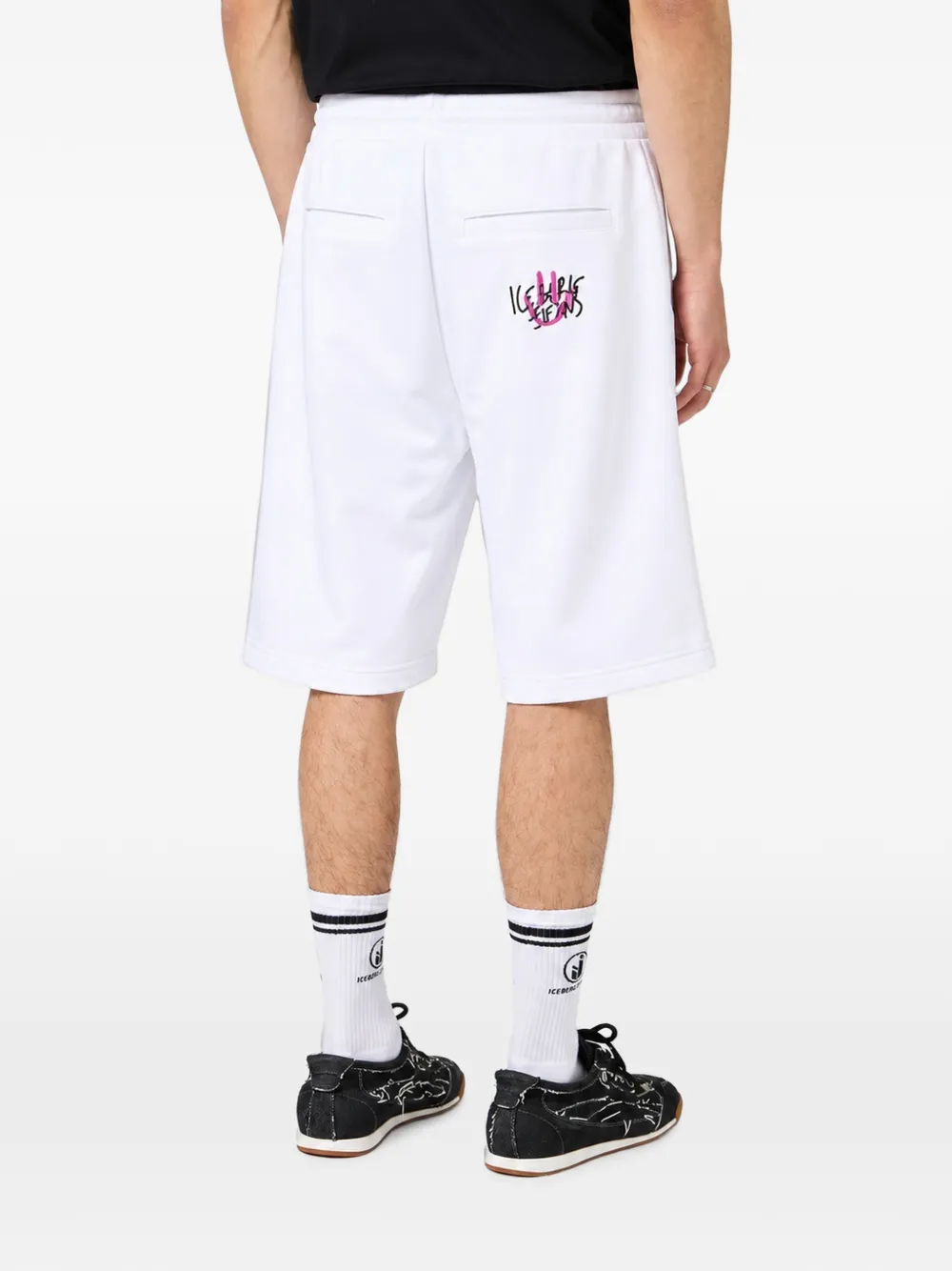 Iceberg Shorts met trekkoordtaille en logoprint Wit