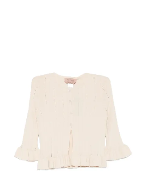 TWINSET cárdigan tejido de canalé con detalle de volantes