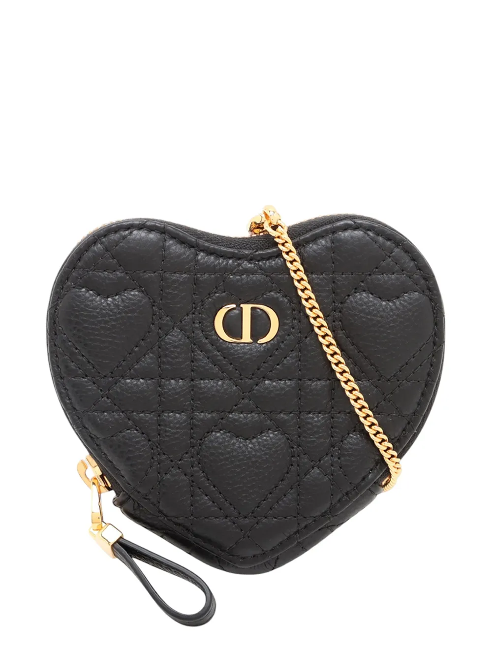 Christian Dior Pre-Owned 2021-2026 DiorAmour Calfskin Cannage Caro Heart Pouch With Chain crossbody bag - Nero
