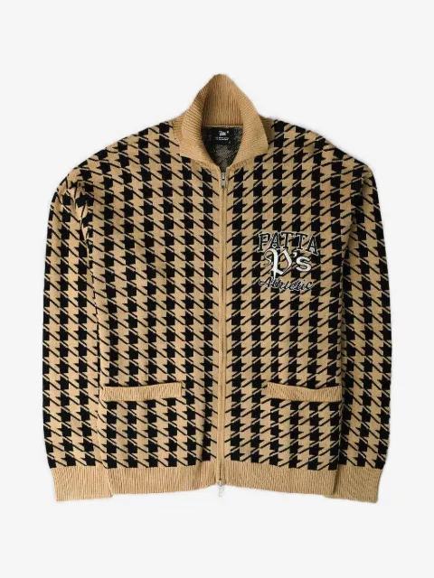 PATTA houndstooth-pattern zip-up cardigan