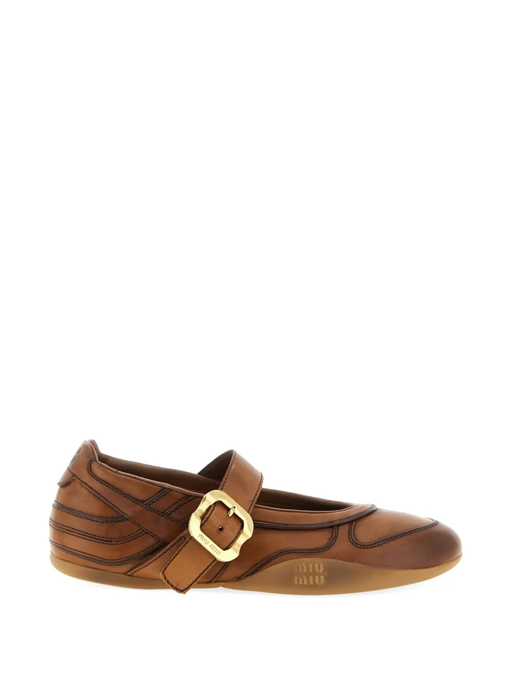Miu Miu Gymnasium leather ballet flats - Marrone