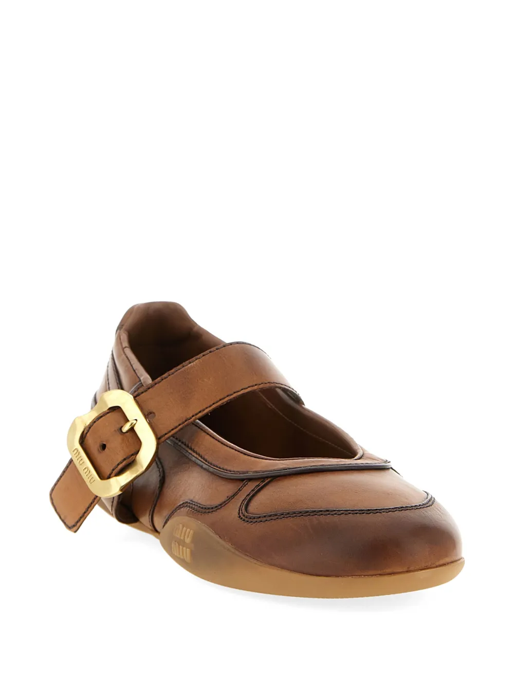 Miu Gymnasium leather ballet flats Bruin