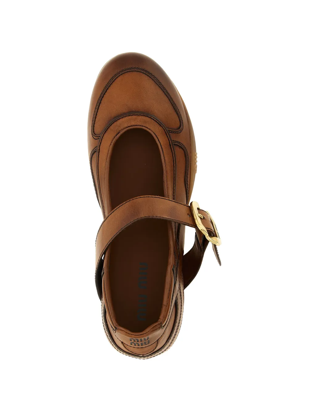 Miu Gymnasium leather ballet flats Bruin