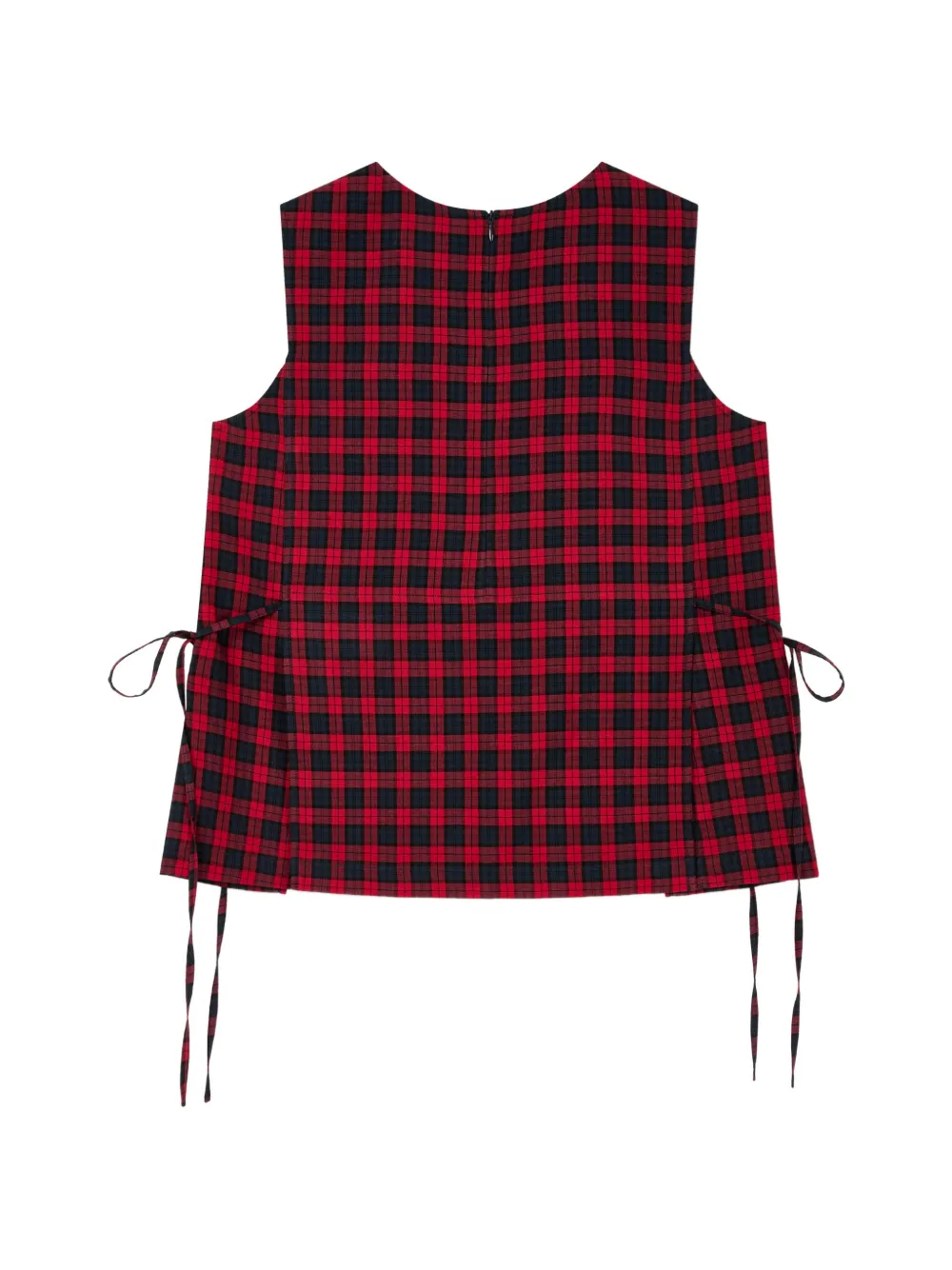 TOMBOY Geruite mouwloze blouse met striksluiting Rood