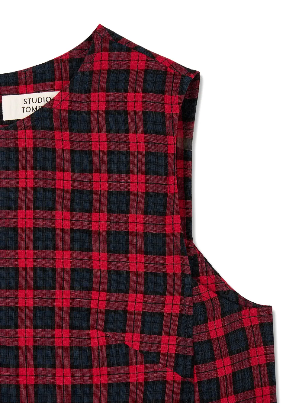 TOMBOY Geruite mouwloze blouse met striksluiting Rood