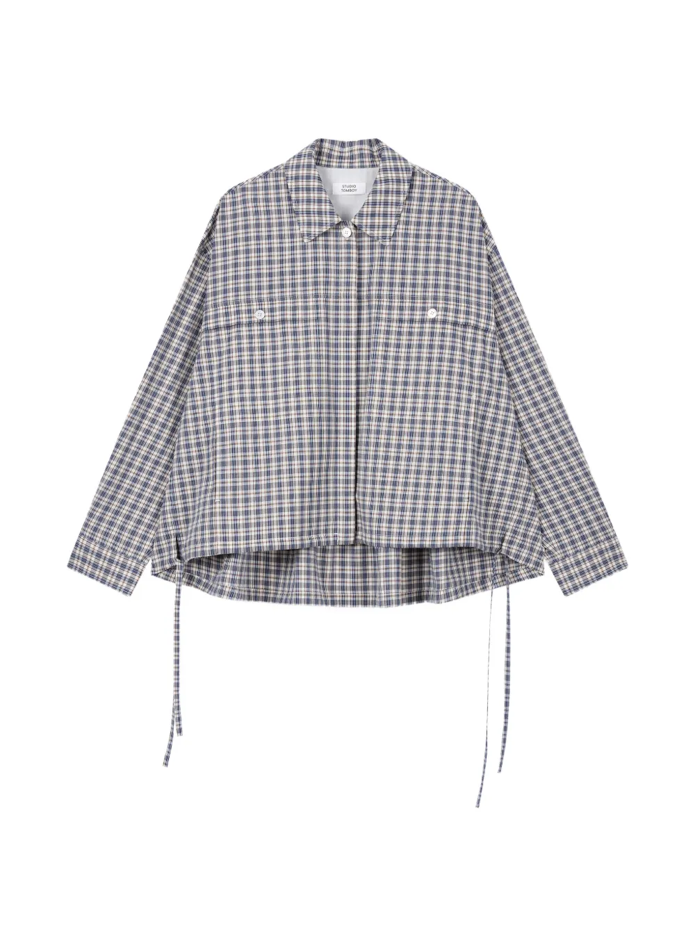 TOMBOY check-pattern drawstring-hem shirt - Toni neutri