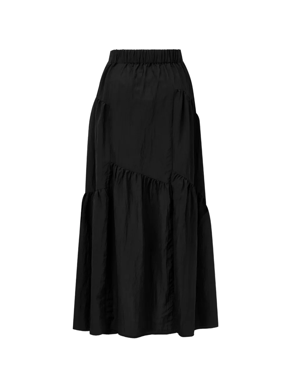 TOMBOY Asymmetrische gelaagde A-lijn maxi-rok Zwart