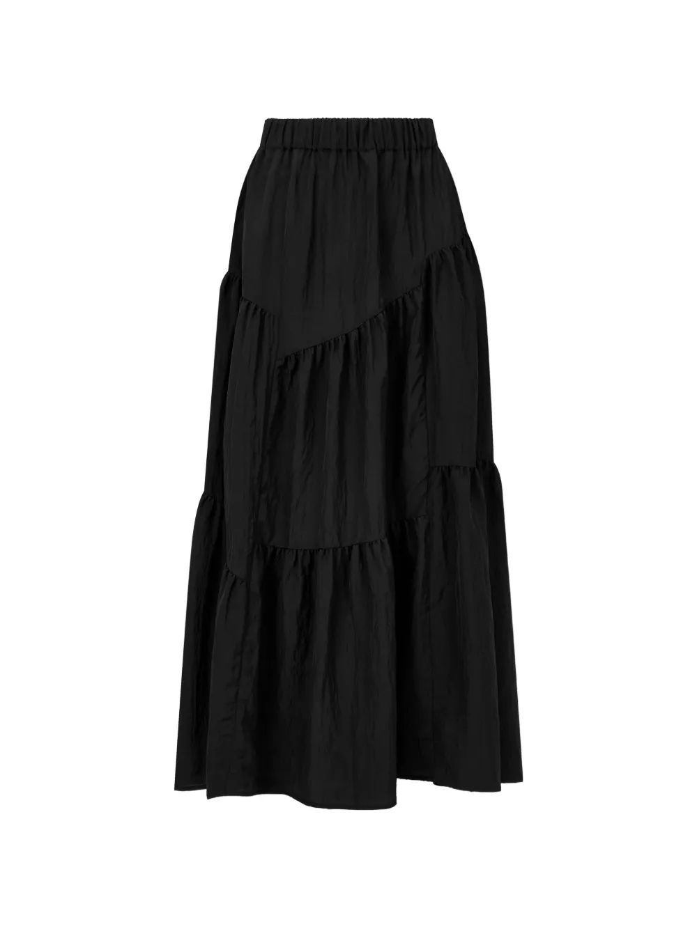 TOMBOY asymmetrical tiered A-line maxi skirt - Nero