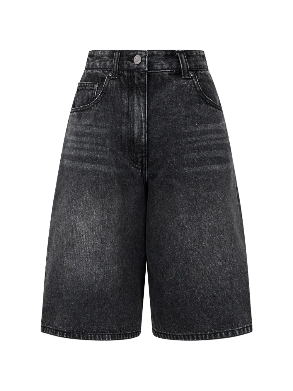 TOMBOY faded-effect knee-length denim shorts - Schwarz