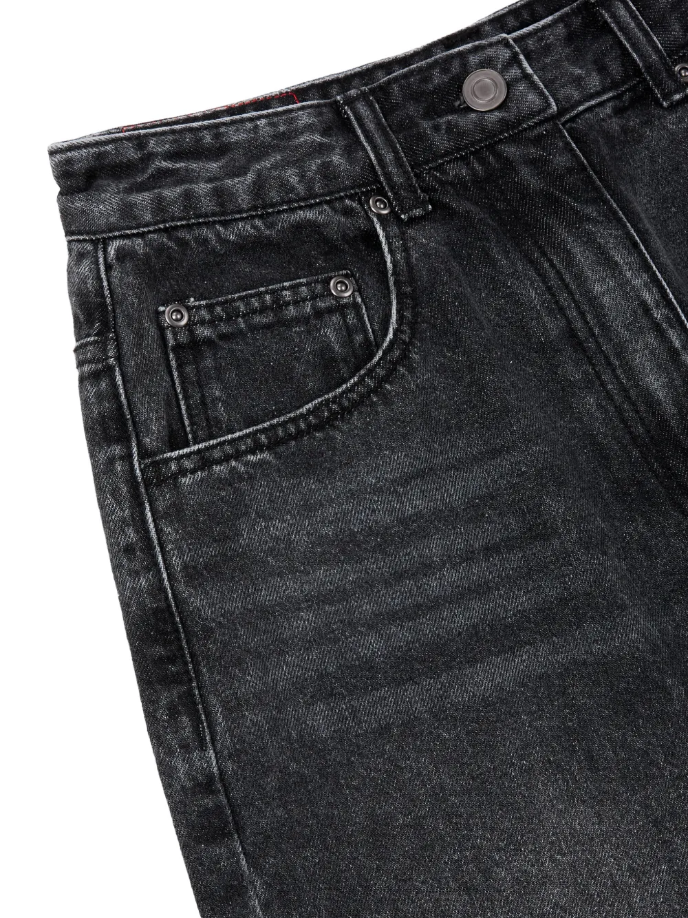 TOMBOY Denim shorts op knielengte met vervaagd effect Zwart
