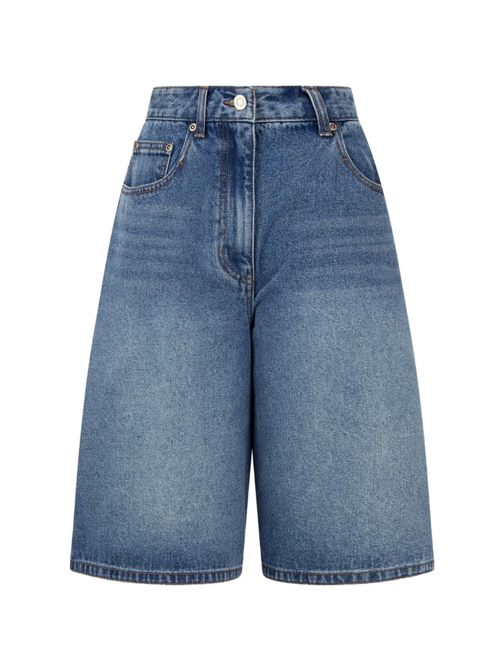 TOMBOY high-waisted denim knee-length shorts - Blau