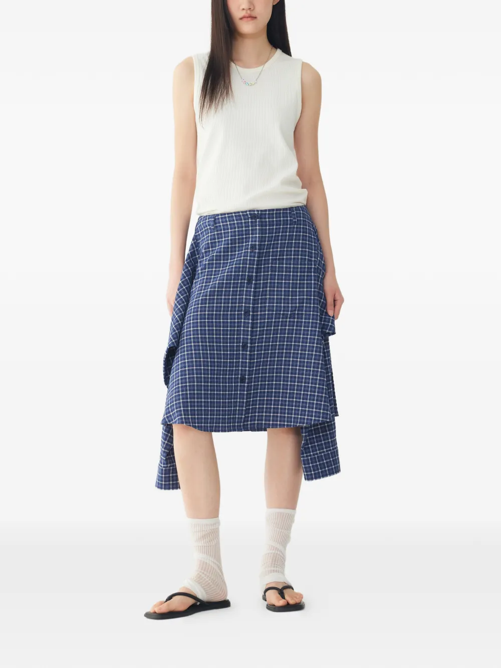 TOMBOY Geruite plooirok Blauw