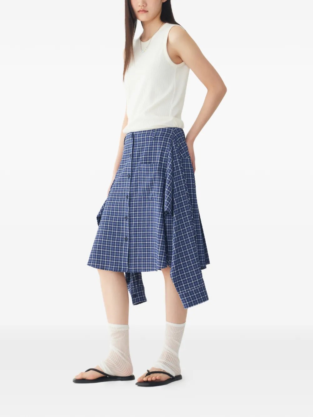 TOMBOY Geruite plooirok Blauw