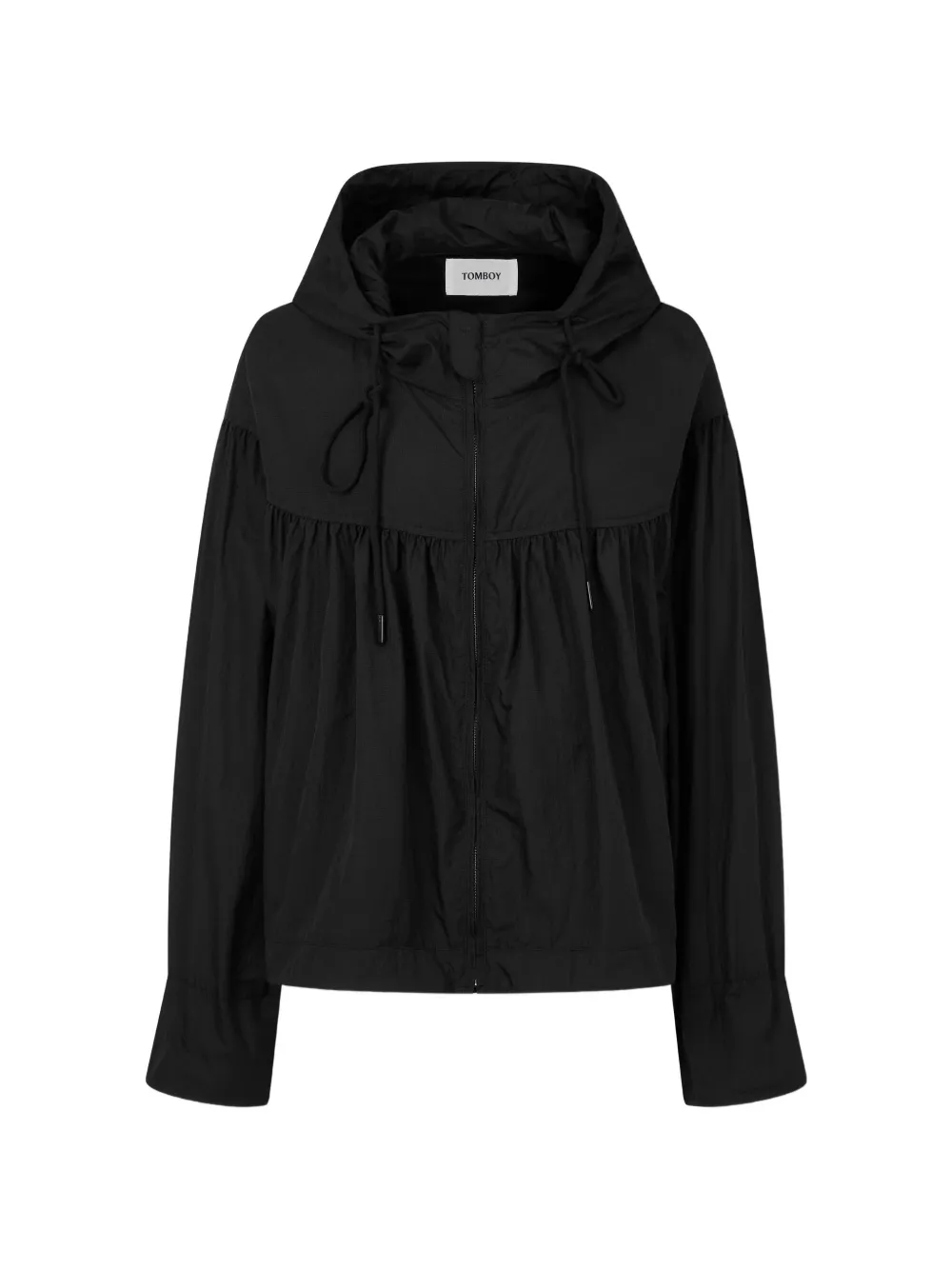 TOMBOY shirred windbreaker cropped jacket - Nero
