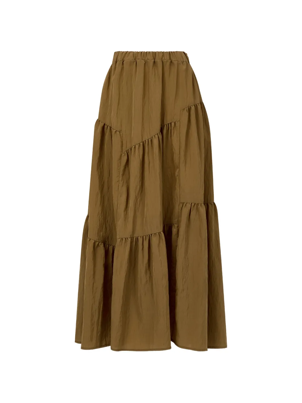TOMBOY asymmetrical tiered maxi A-line skirt - Marrone