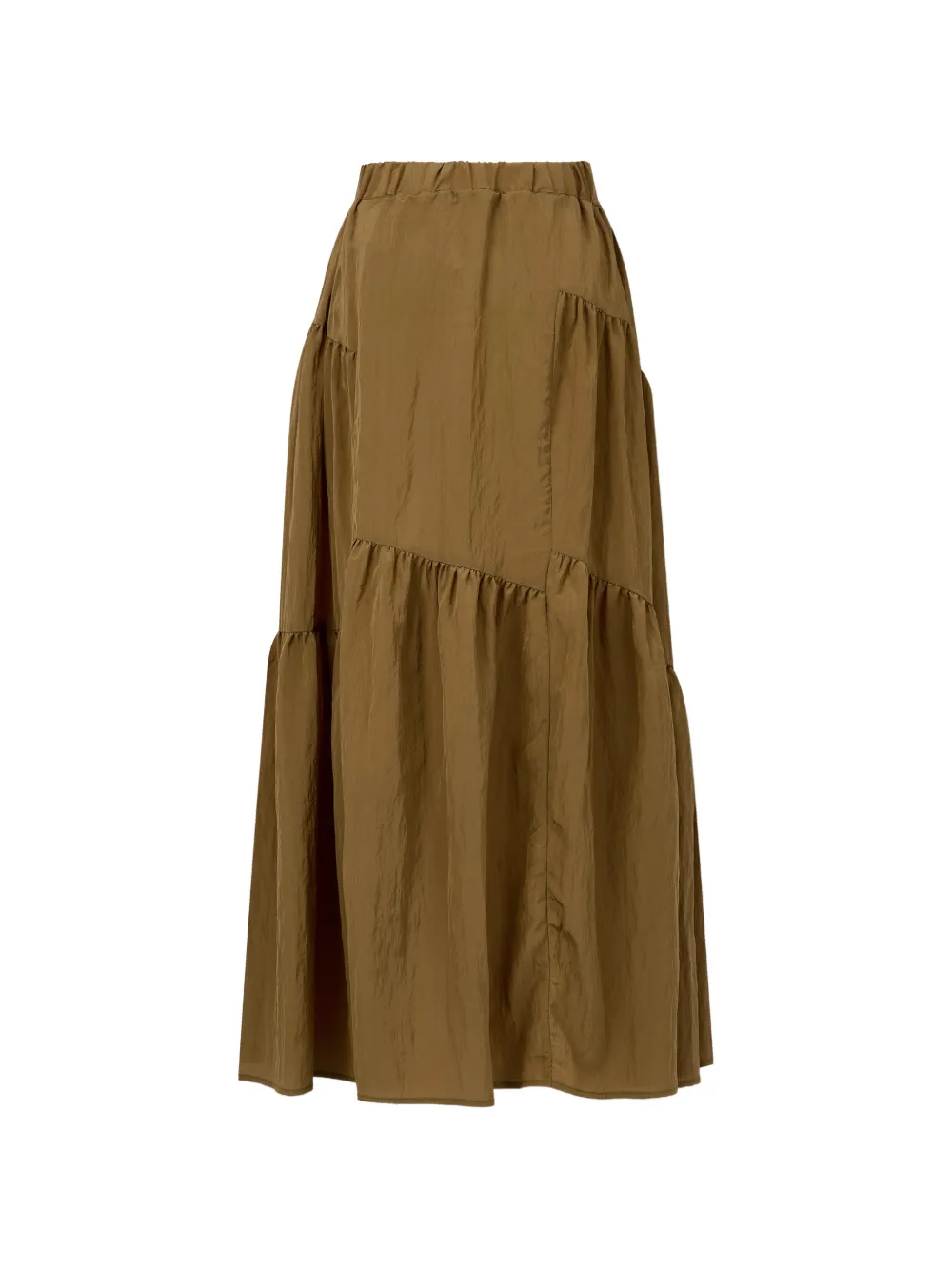 TOMBOY Asymmetrische gelaagde maxi-rok met A-lijn Beige