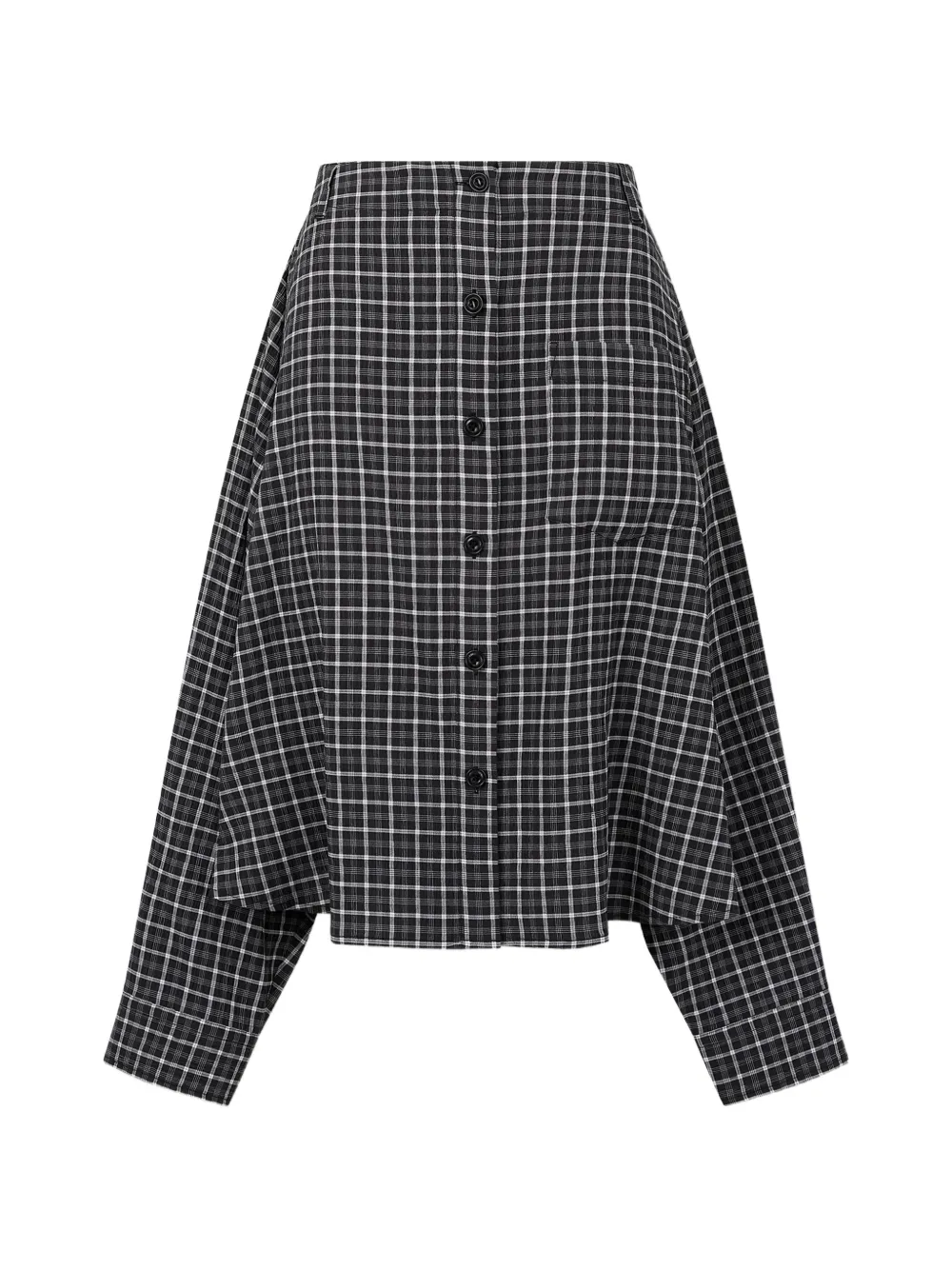 TOMBOY check-print pleated-back shirt - Schwarz