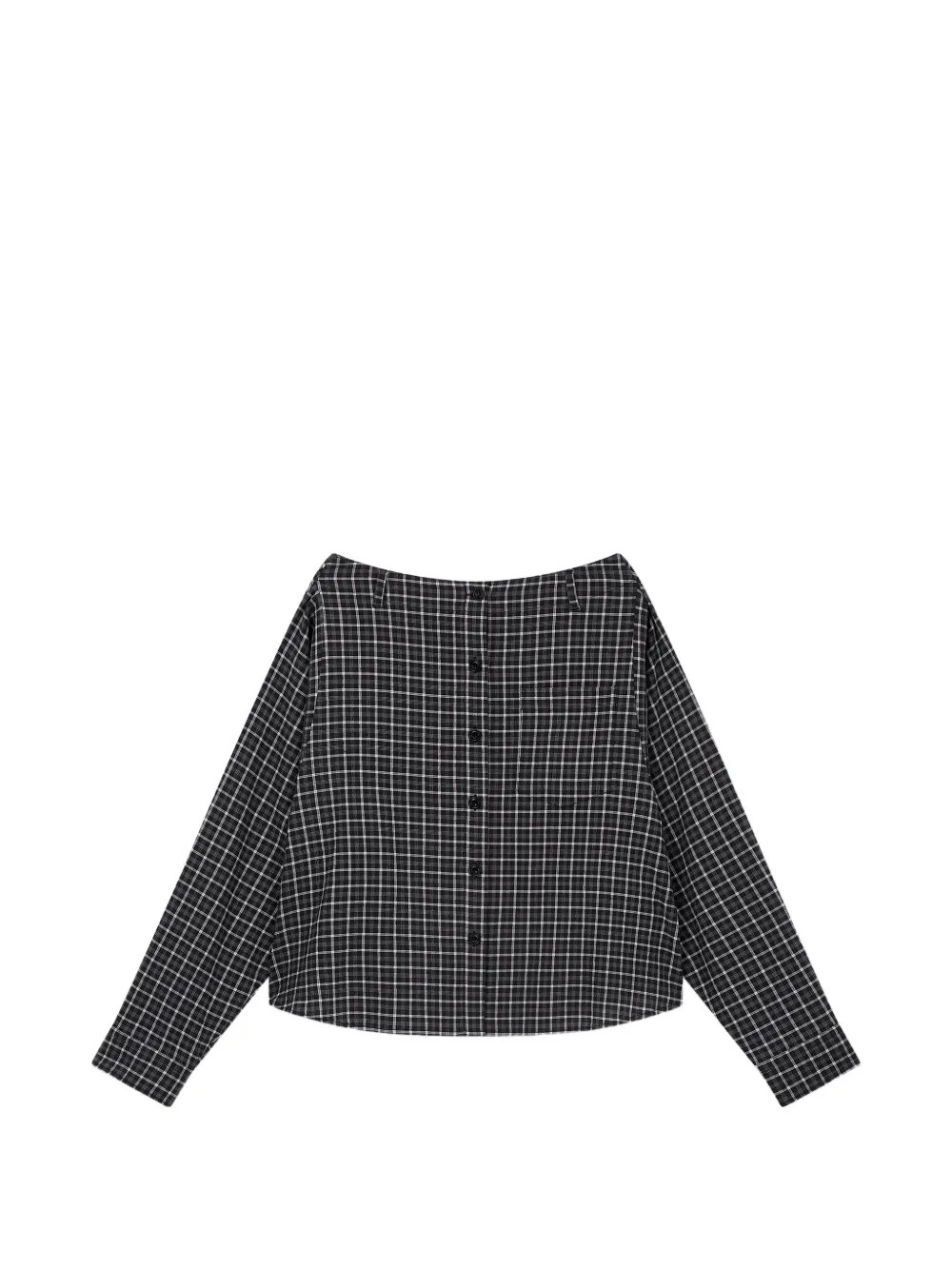 TOMBOY Geruite blouse met geplooide rug Zwart