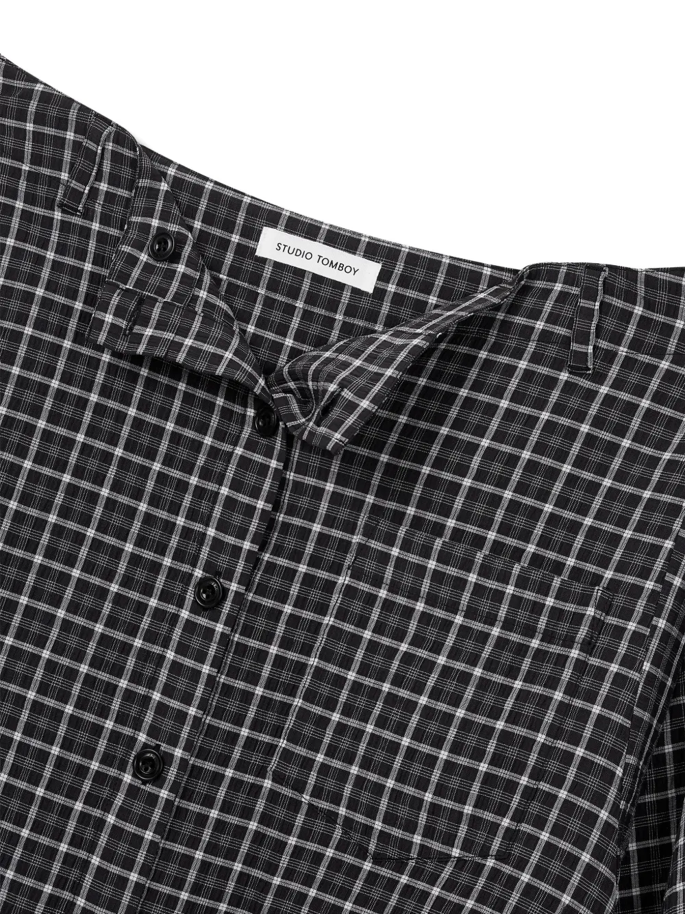 TOMBOY Geruite blouse met geplooide rug Zwart