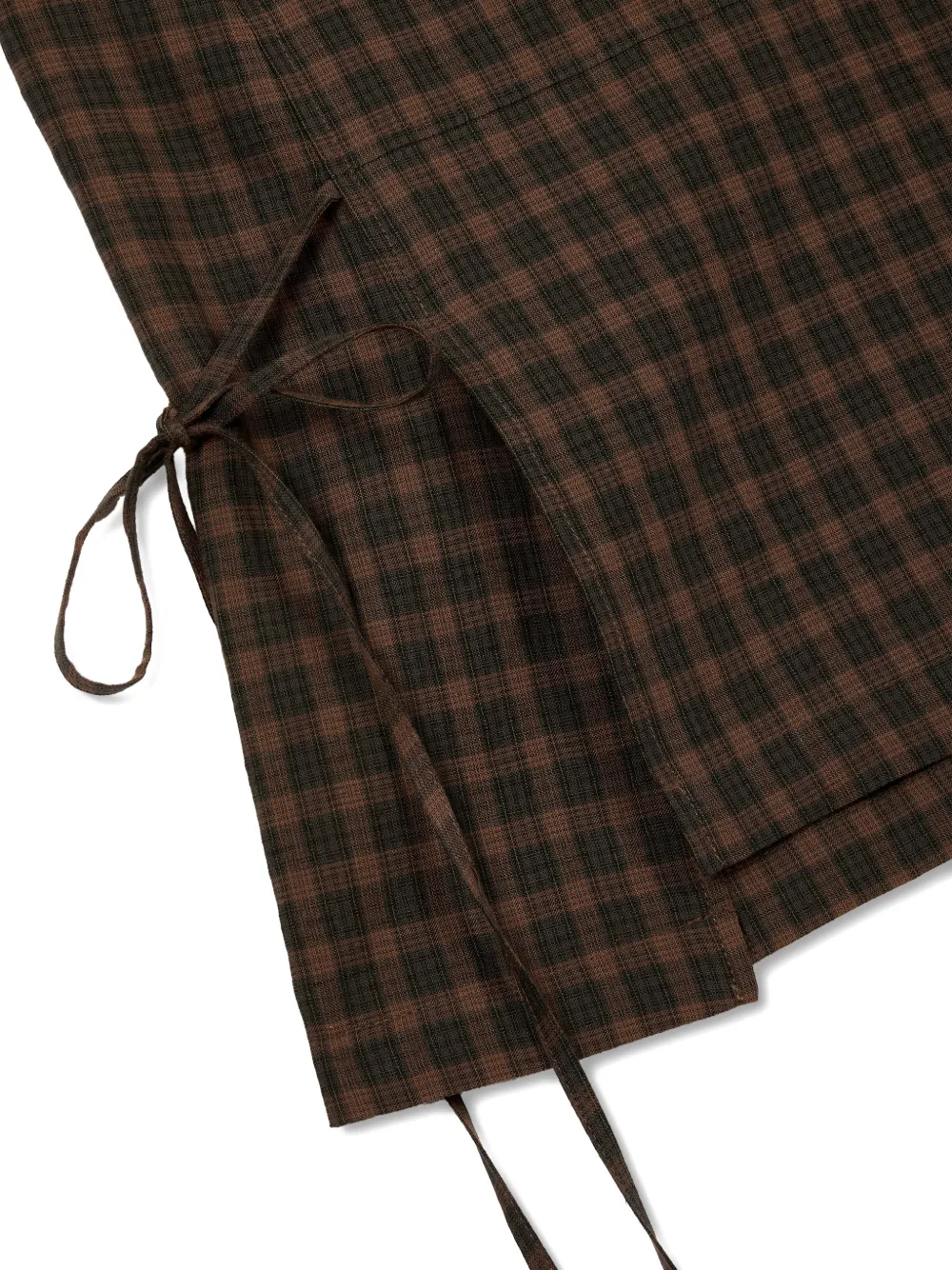 TOMBOY Geruite mouwloze blouse met gestrikte zijkant Bruin