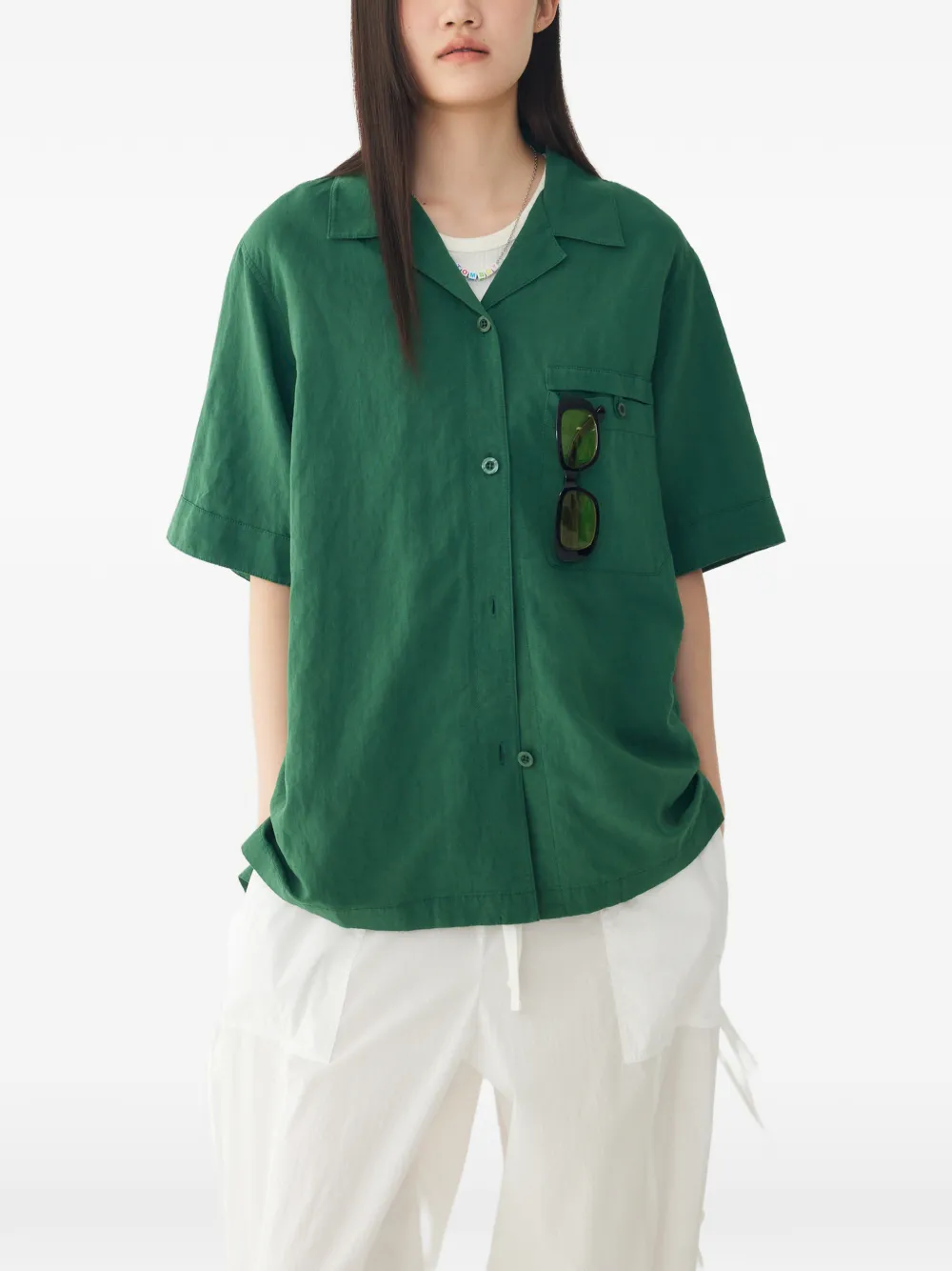 TOMBOY Overhemd met open kraag Groen