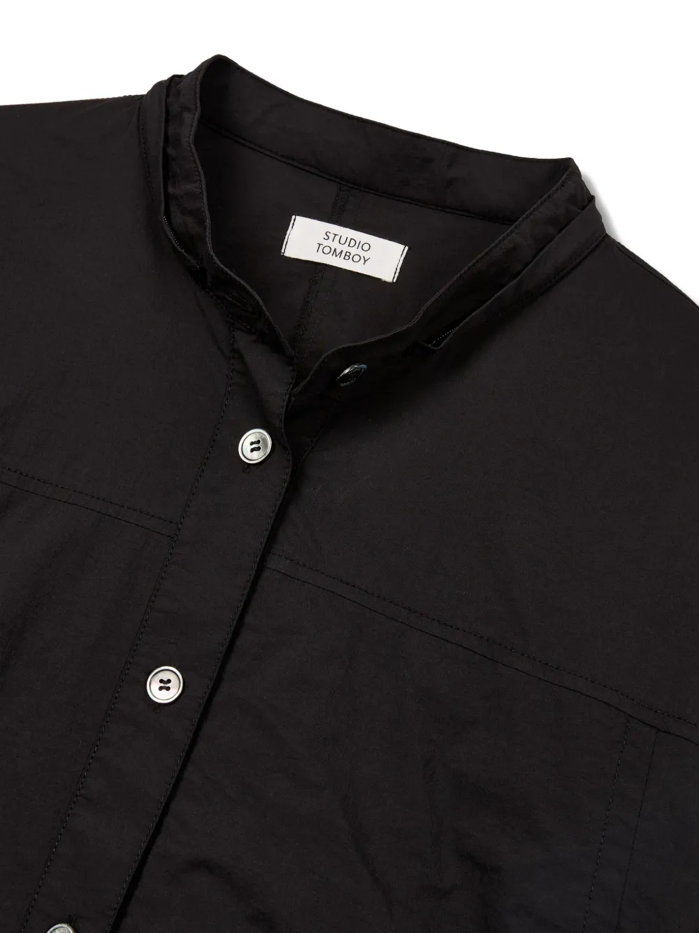 TOMBOY Button-up overhemd met afneembare capuchon Zwart