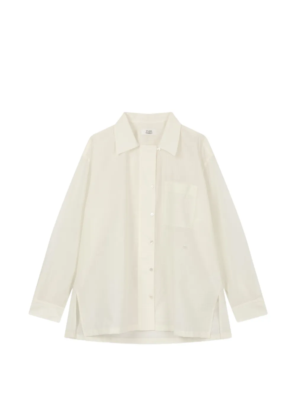 TOMBOY chest-pocket oversized shirt - Nude