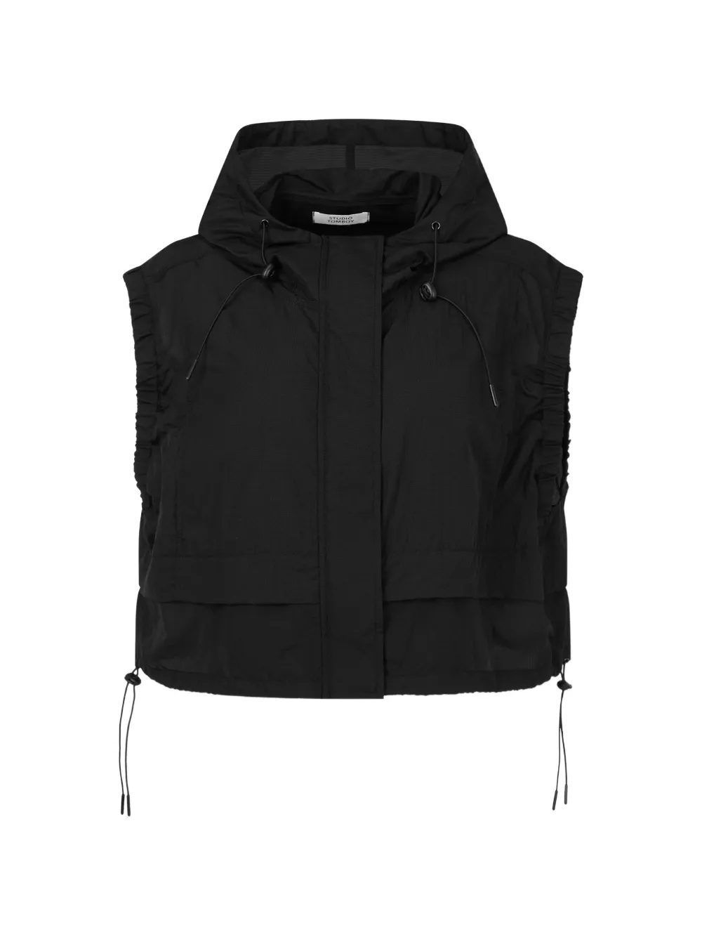 TOMBOY hooded drawstring gillet - Black