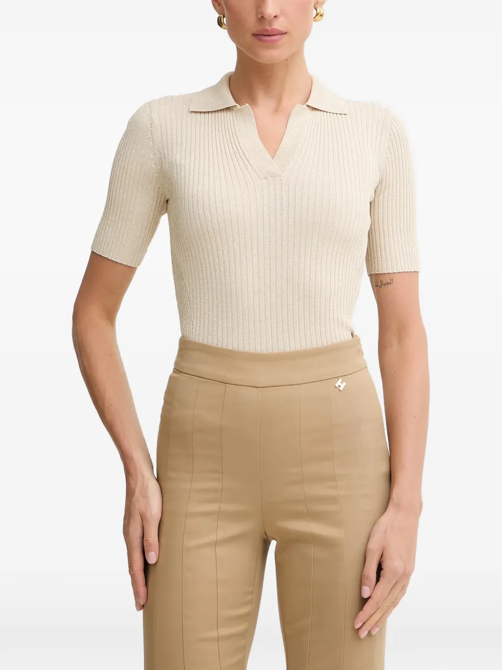 FRACOMINA ribbed-knit V-neck T-shirt - Toni neutri
