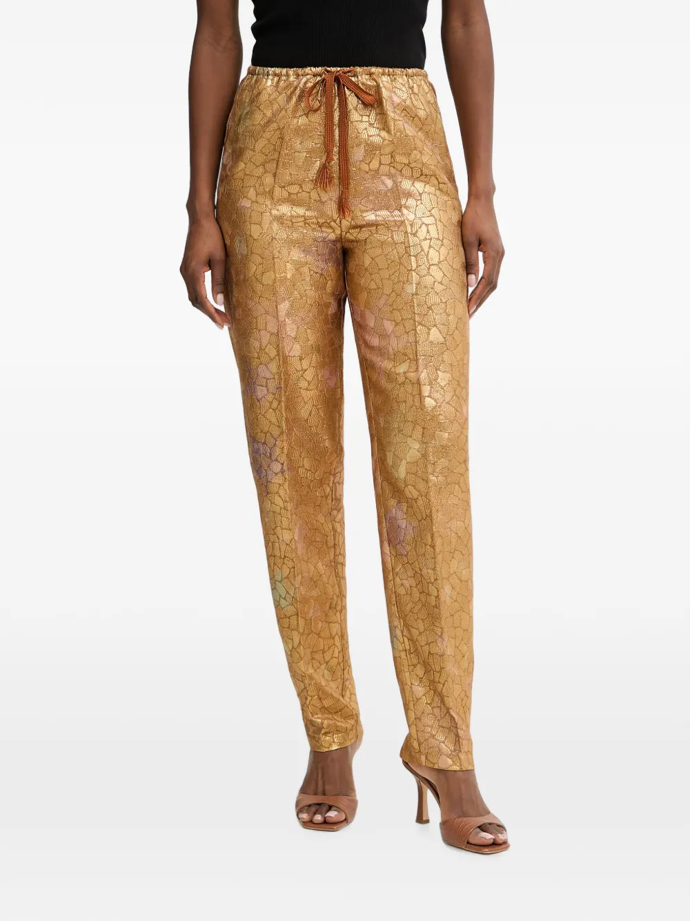 Forte Forte les folies jacquard-patterned drawstring-waist trousers - Oro