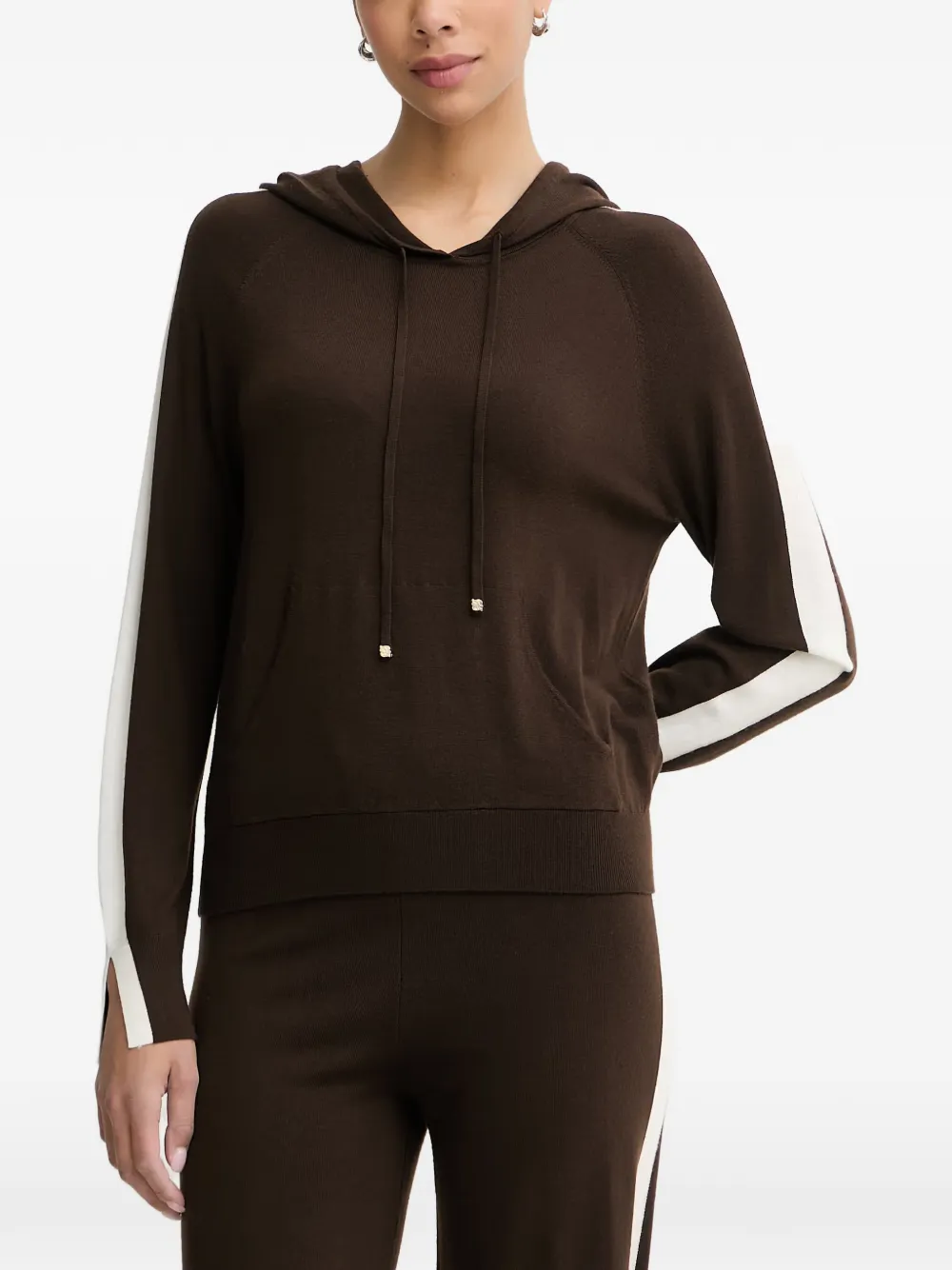 FROM FUTURE side-stripe drawstring hoodie - Braun