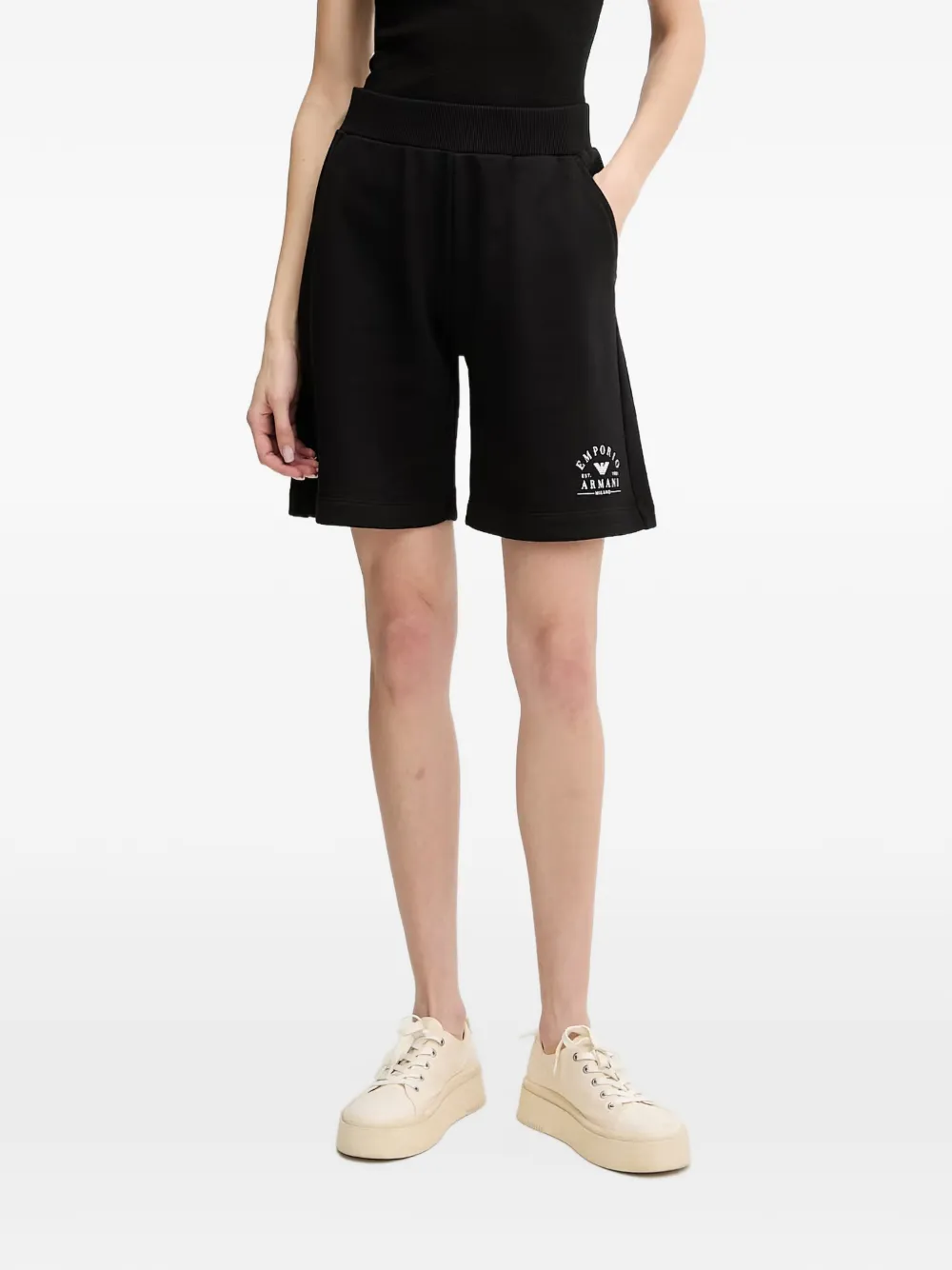 Emporio Armani logo-print elasticated shorts - Nero