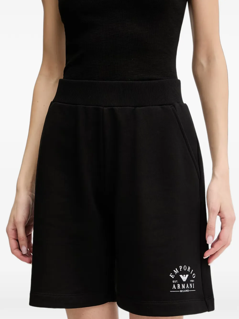 Emporio Armani Shorts met logoprint Zwart