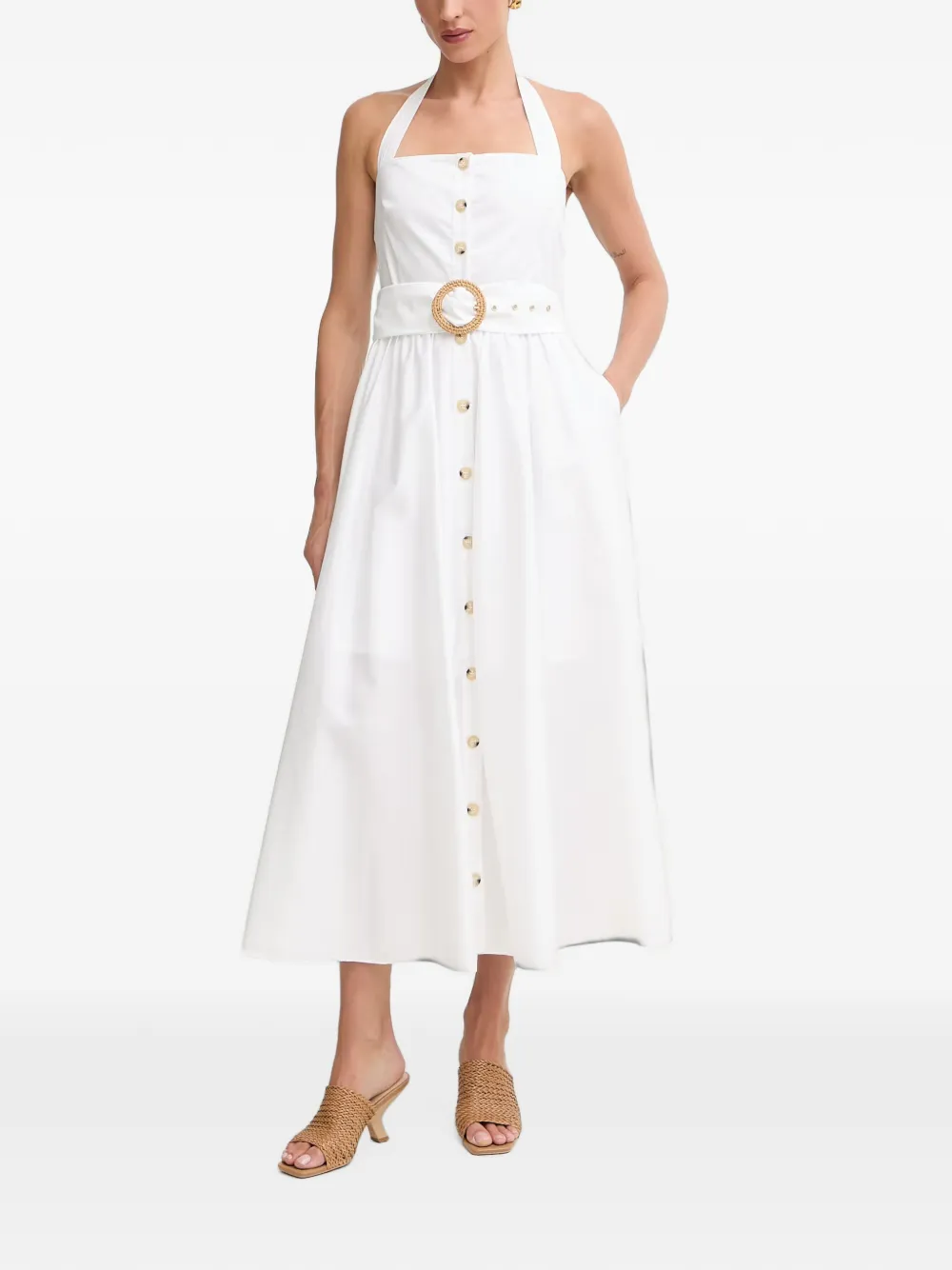 FRACOMINA belted halterneck midi dress - Bianco