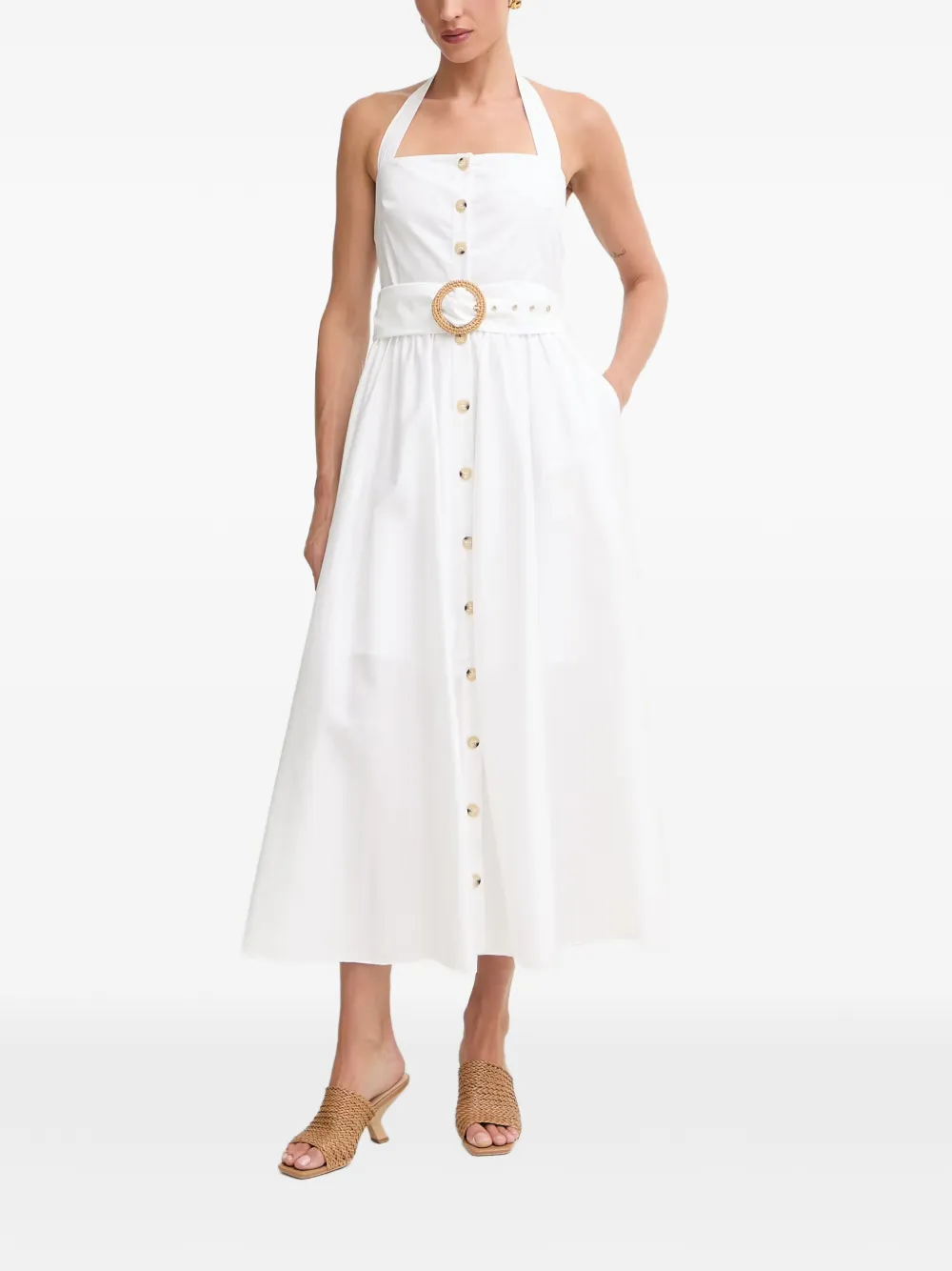 FRACOMINA belted halterneck midi dress - Bianco