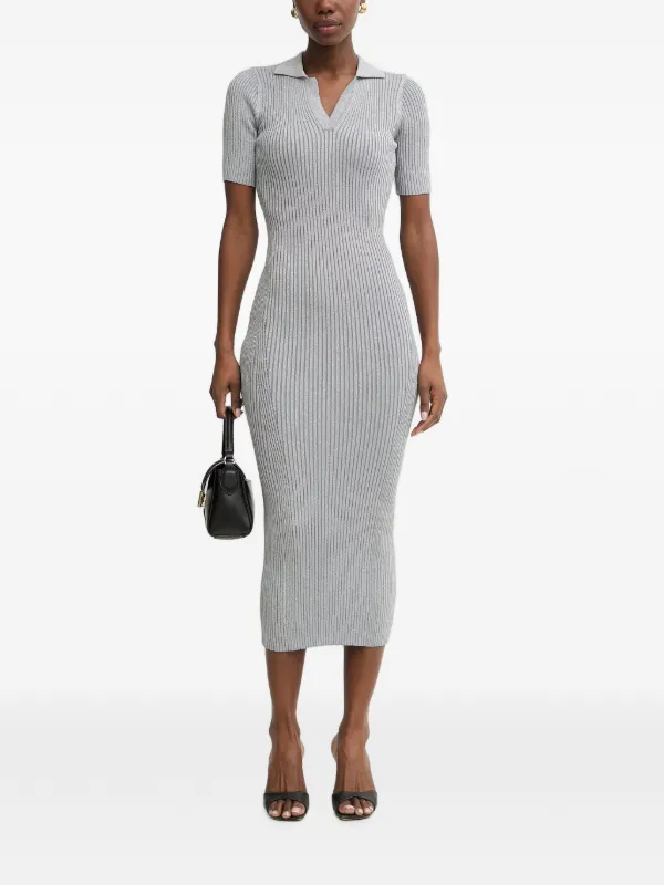 rib knit polo midi dress BIANA Gillian Rib Knit Midi Polo Dress