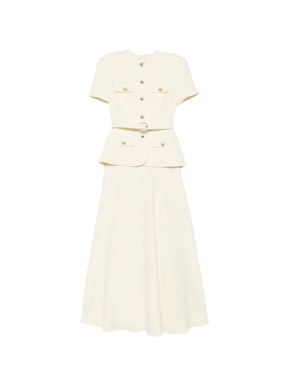 Self-Portrait belted-detail button-up maxi dress - Giallo