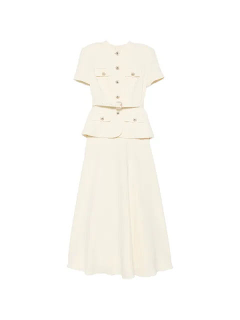 Self-Portrait belted-detail button-up maxi dress