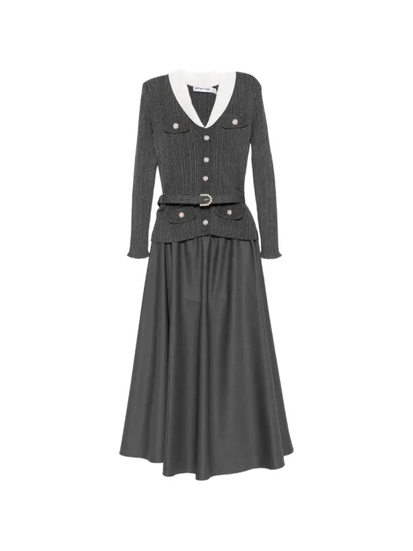belted rib midi dress Belted ribbed dress in Cotton Women oxalis