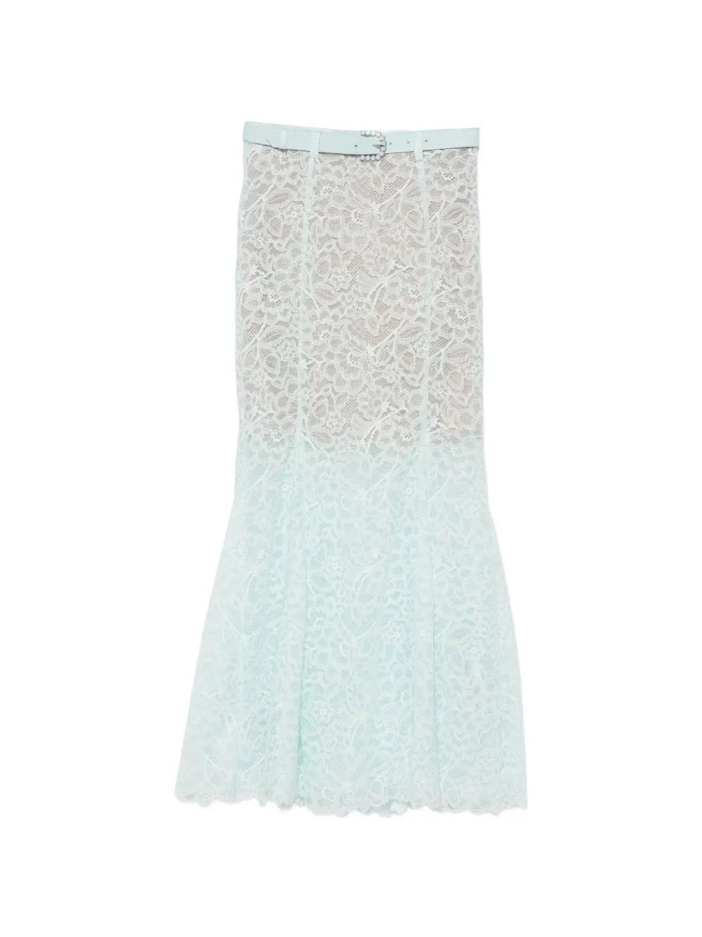 Self-Portrait belted lace-overlay mini skirt - Grün