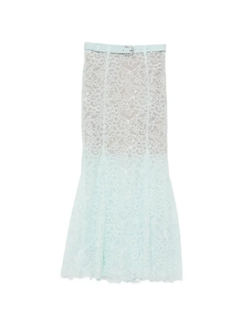 Self-Portrait belted lace-overlay mini skirt