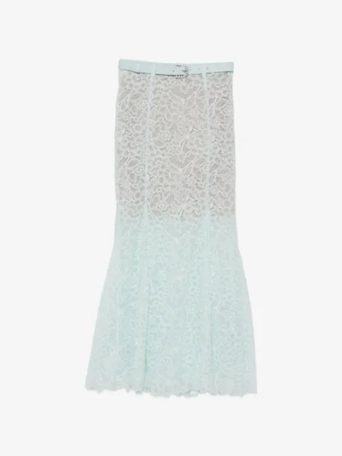 Self-Portrait belted lace-overlay mini skirt
