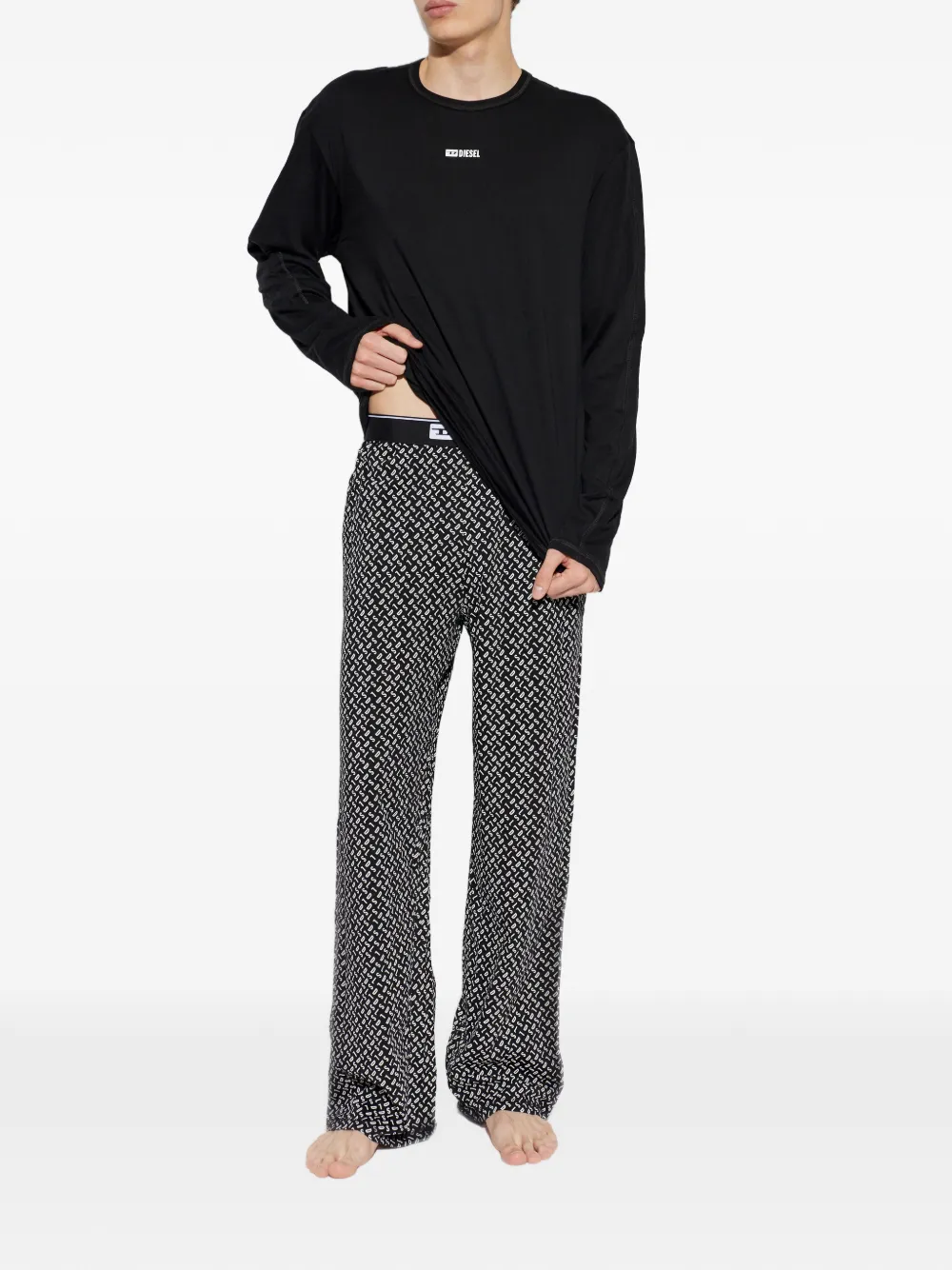 Diesel Pyjama met logoprint Zwart