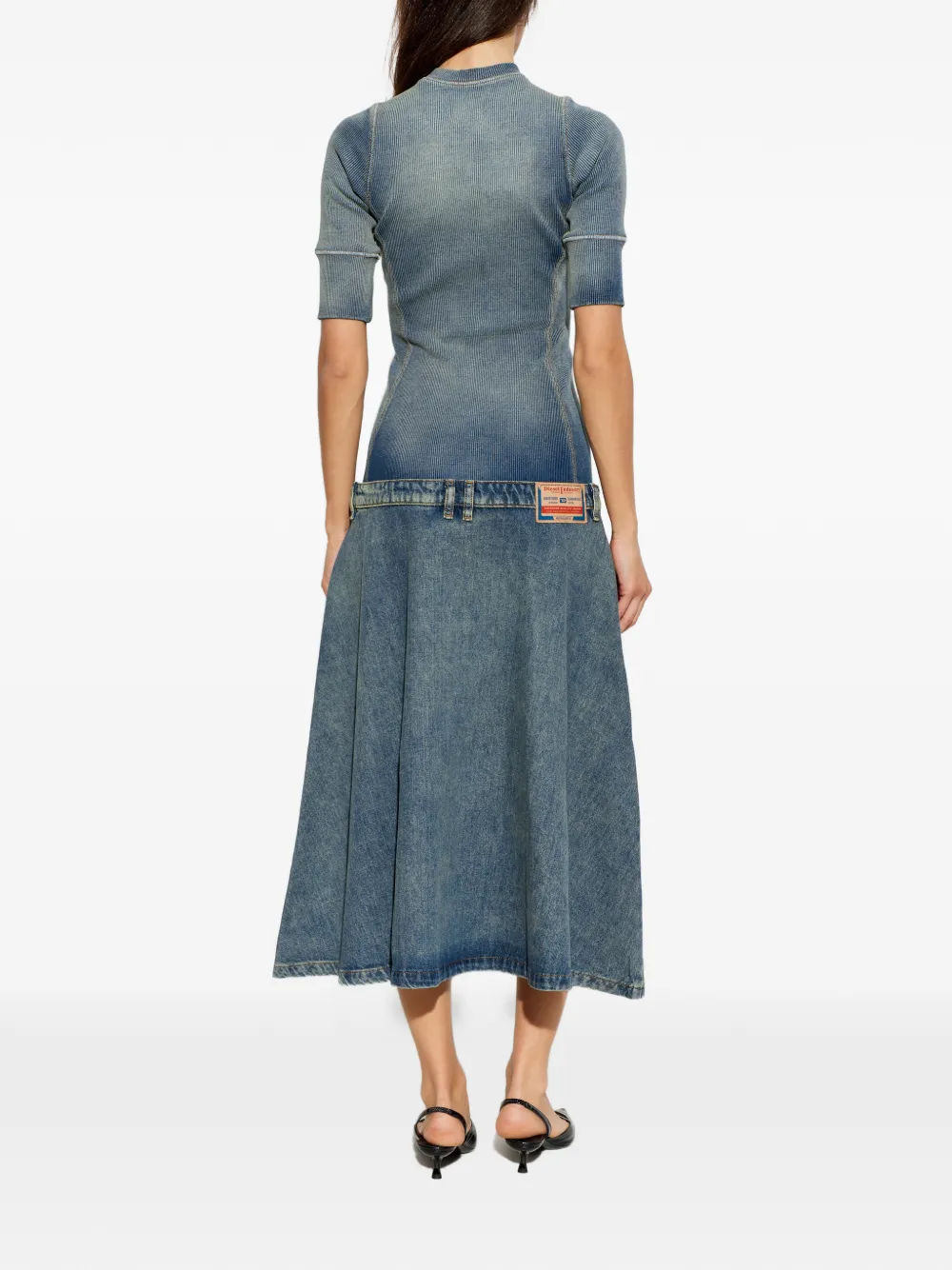 Diesel Ribgebreide midi-jurk met vlakken Blauw