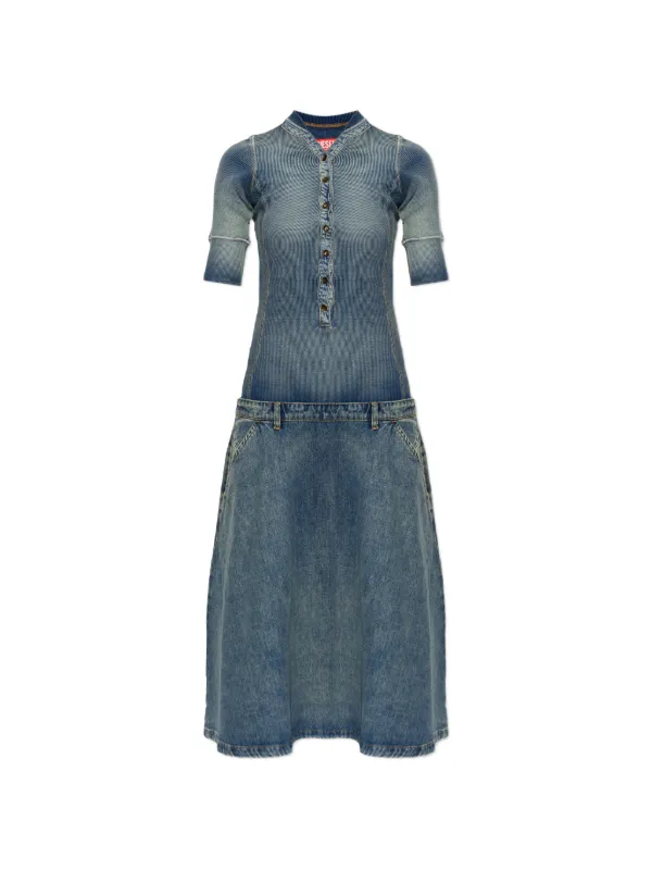 diesel ribbed knit midi dress ribbed-knit Denim | Blue Season 26SPRNG