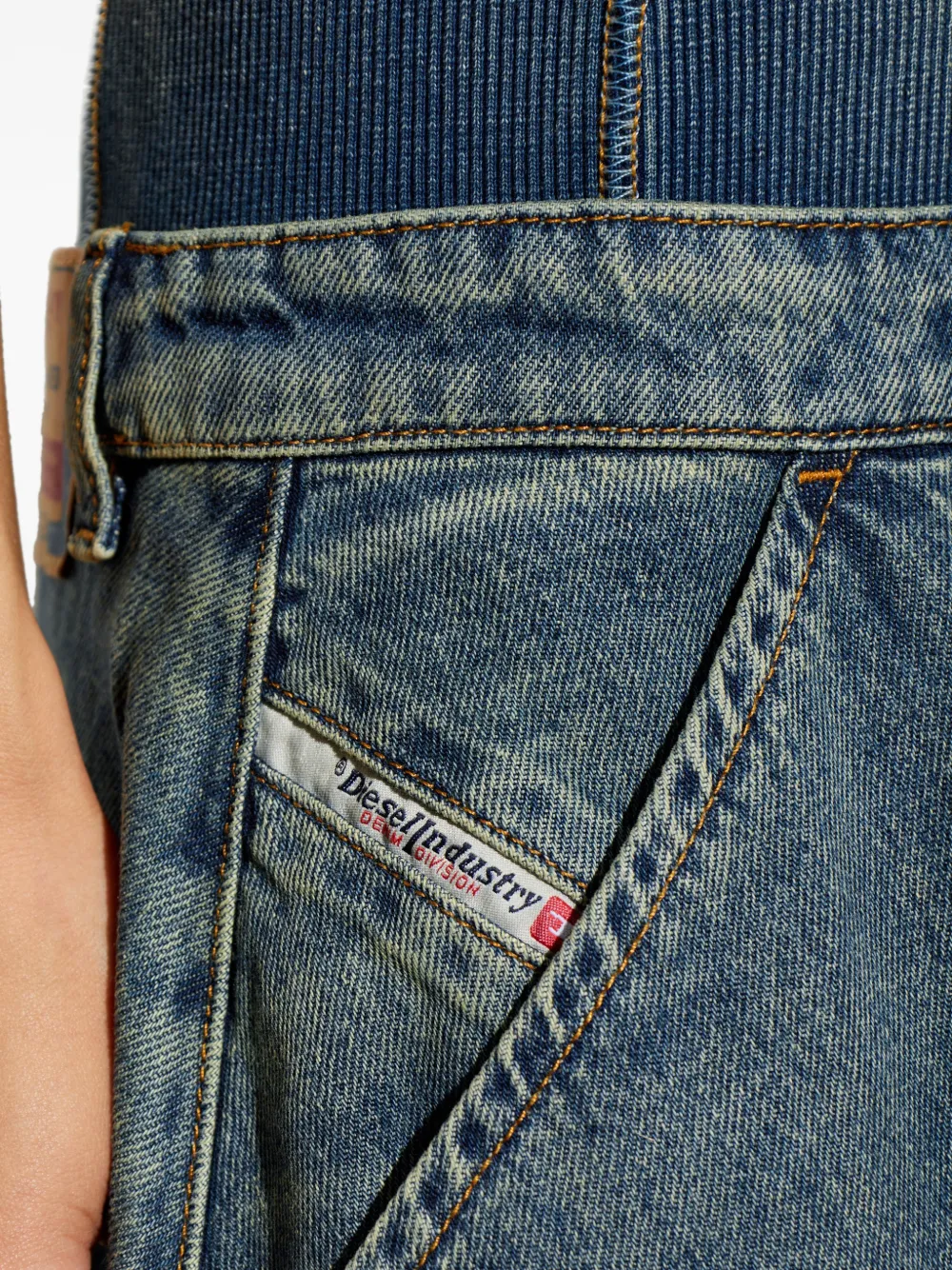 Diesel Ribgebreide midi-jurk met vlakken Blauw