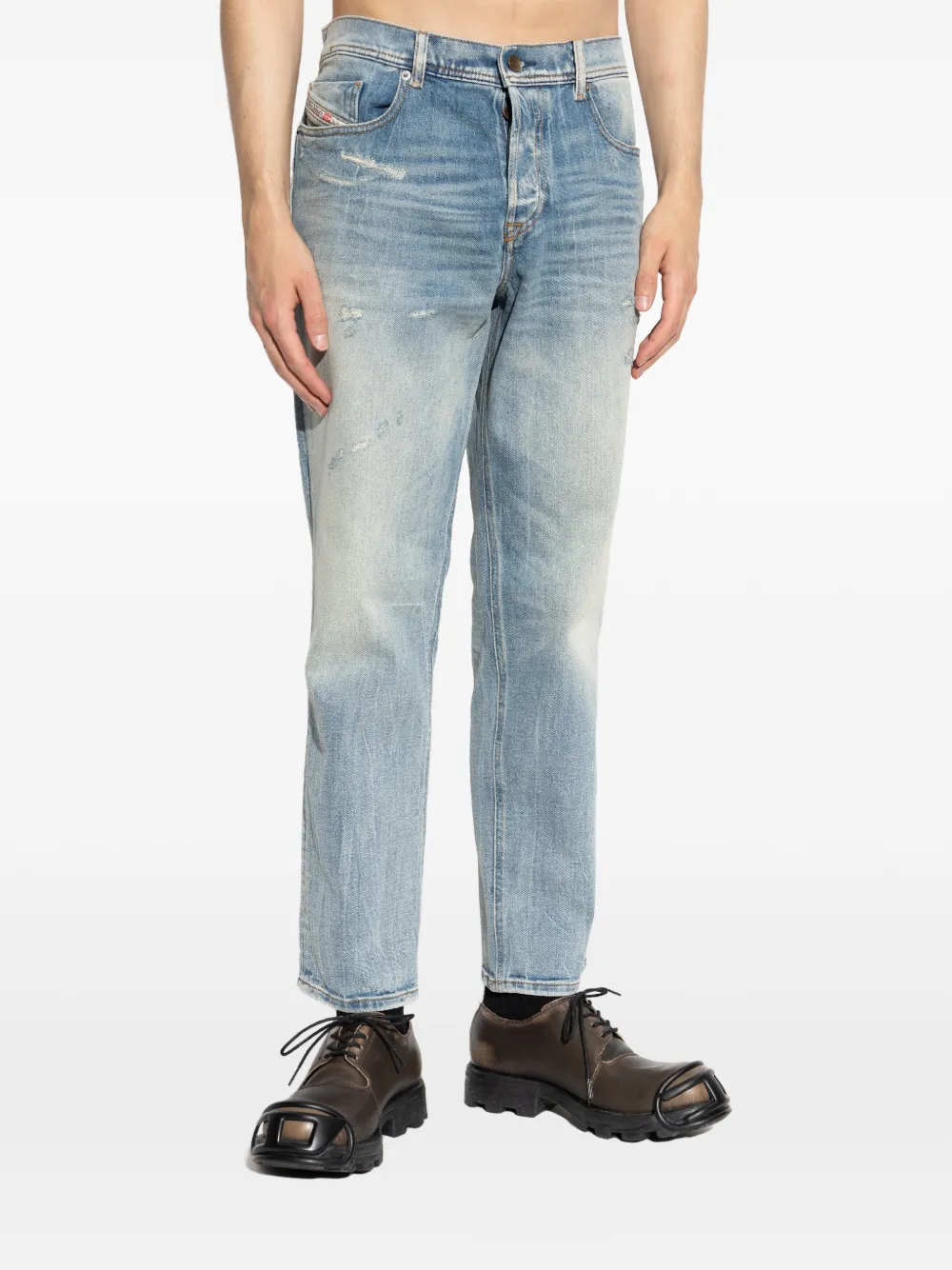Diesel 2023 D-Finitive gerafelde jeans Blauw