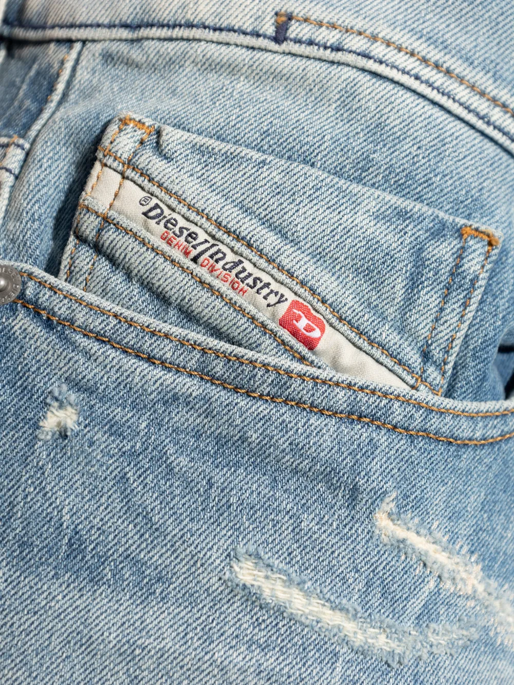 Diesel 2023 D-Finitive gerafelde jeans Blauw