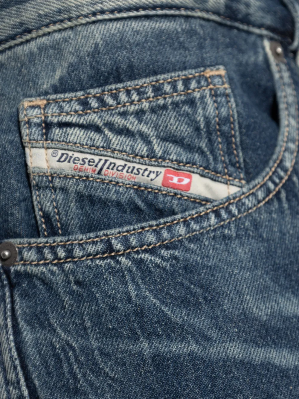 Diesel D-Rise ruimvallende jeans met lage taille Blauw