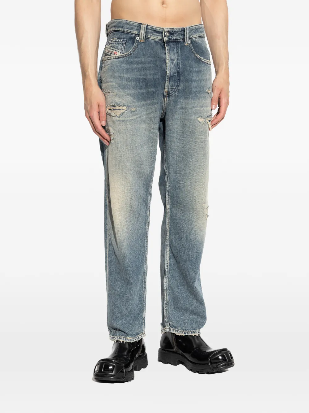 Diesel 2024 D-MACS gerafelde jeans Blauw